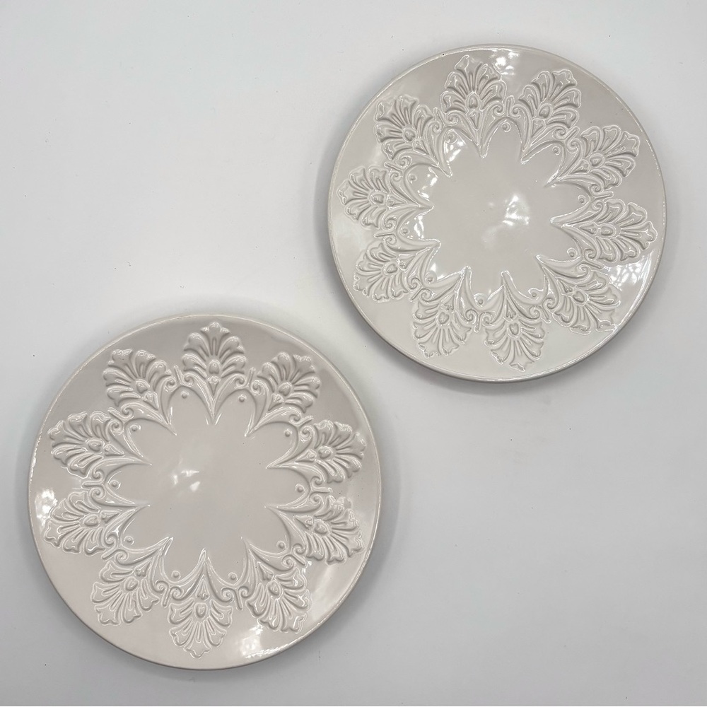 Privet House Ceramic Salad / Appetizer / Dessert Plates (2) - Snowflake Design